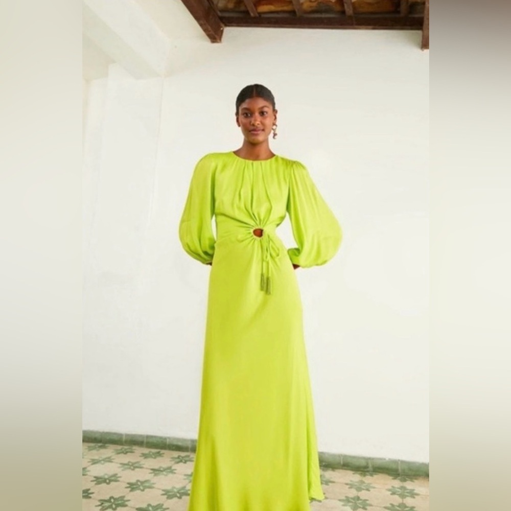 NWT FARM Rio Lime Piping Midi dress - Picture 2 of 11
